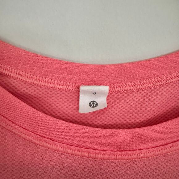 Lululemon High Neck Running and Training Tee in Peachy Pink Color - Picture 3 of 4